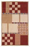 Contemporary Area Rug, 828 Mirage Collection 4'x6' Beige, Red Squares