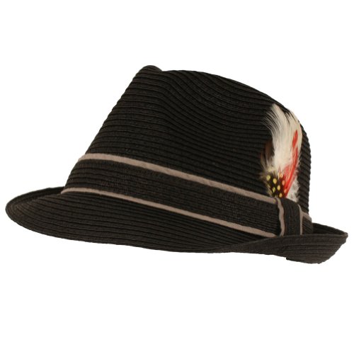 Godfather Summer Feather Fedora Trilby Hat Black M/L