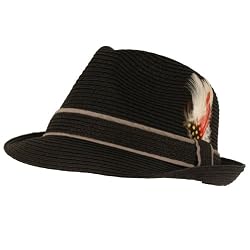 Godfather Summer Feather Fedora Trilby Hat Black L/XL