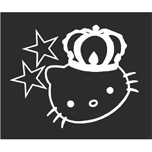 Hello Kitty Star & Crown Sticker Decal White 5" Tall