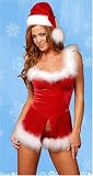 CLEARANCE Plus Size Stretch Velvet Mini Dress w/ Marabou Trim in Red/White 1x 2x 3x