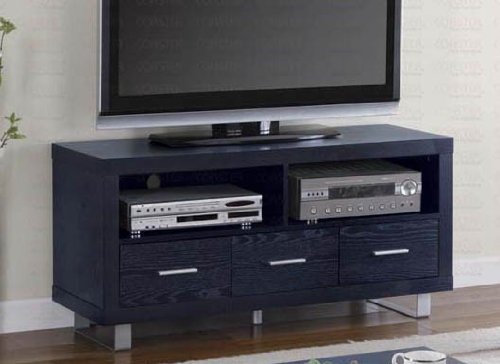 Coaster Black 47 Inch Contemporary Media Console with Shelves and Drawers