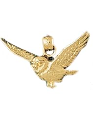 Dazzlers Solid 14k Gold Owl Charm Pendant Available in three colors from jewelsberry (weights: 2.1 grams only)
