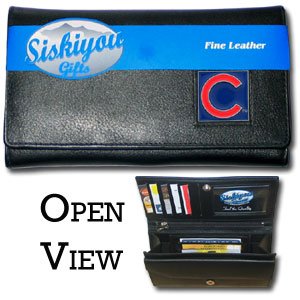 Chicago Cubs Genuine Leather Womens Female Clutch Wallet - MLB Baseball Fan Shop Sports Team Merchandise