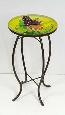 Monarch with Flower Round Glass Table