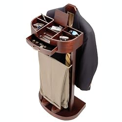 Men's Valet - Deluxe Standing Valet with Tray in Mahogany