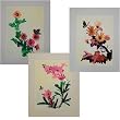 Hand Crafted set of 3 Butterflies Woven Wheat Stalk Pictures