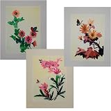 Hand Crafted set of 3 Butterflies Woven Wheat Stalk Pictures