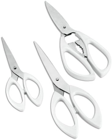 Metaltex Scissors, Stainless Steel/White, Set of 3