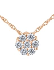 1.19 Ct Round G/H SI2 Diamond 925 Rose Gold Plated Silver Pendant