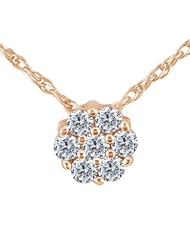 1.19 Ct Round G/H SI1 Diamond 925 Rose Gold Plated Silver Pendant