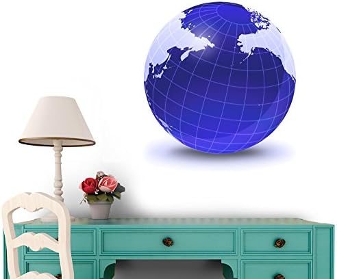 Stylized Earth Globe with Grid Wall Decal - 42 Inches H x 42 Inches W - Peel and Stick Removable Graphic
