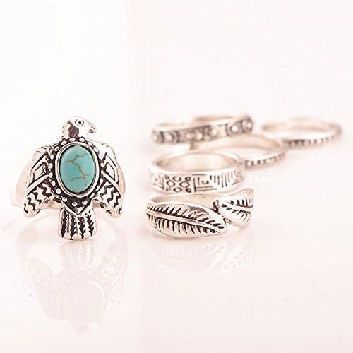 PrimeKey A Hoard of Ring Dove Leaves Carved Knuckle Midi Ring 5pcs Sexy Lovely Novelty