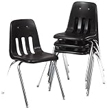 Virco 90879C59 Series 9000 Plastic Stack Chair, Black/Chrome Frame, Four/carton