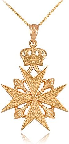 14k Gold Maltese Cross Russian Imperial Order Pendant Necklace (20)