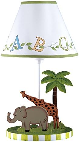 Kids Children's Alphabet Giraffe Elephant Table Lamp Green & White NEW