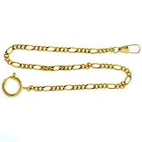 Pocket Watch Chain Fob Figaro Link Design Gold-Tone 14"