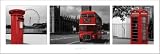 Posters: Londres Midi Poster - Rouge, Tryptique (91 x 30 cm)
