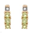 Earrings With Precious Stones - Genuine Peridots and Topazes Beautifully Designed in Yellow Gold Length 11mm