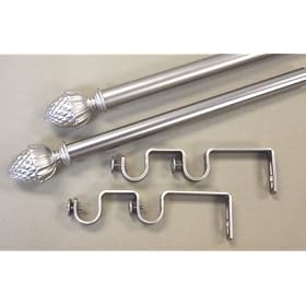 A NEW Double Curtain Rod 66-120 Inch Satin Nickel#67