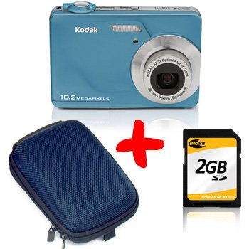 eHome Bundle: Kodak C180 Digital Camera in Teal +2GB +Case (Easyshare C180, 10.2MP 3xOptical Zoom, 2.4 LCD)