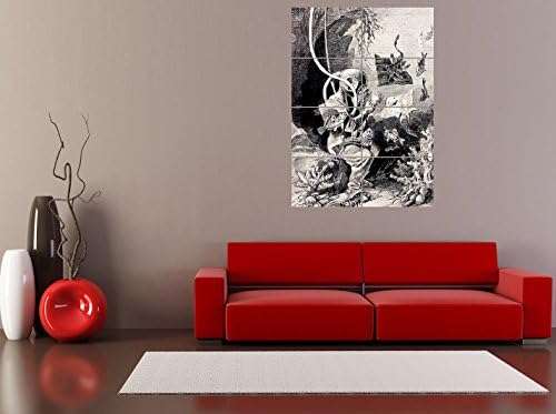 Doppelganger33 LTD Painting Book Deep Sea Diver Fish Retro Diving Suit Ray Fis Wall Art Multi Panel Poster Print 33x47 inches