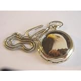 Pocket Watch -Silver Tone Eagle Pocket Watch with 14 Clip on Chain by Albert James