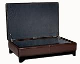 Baxton Furniture Studios Full Leather Cocktail Storage Ottoman, Espresso Brown