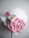 White Fleece Cloche Baby Hat with Pink Velvet Rose