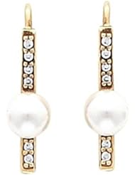 Pair of 14K Yellow Gold Pearl and Diamond Earrings -- LIFETIME WARRANTY