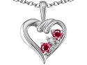 0.32 cttw Genuine Ruby and Diamond Heart Pendant - 14kt White Gold