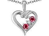0.32 cts Genuine Ruby and Diamond Heart Pendant - 14kt White or Yellow Gold
