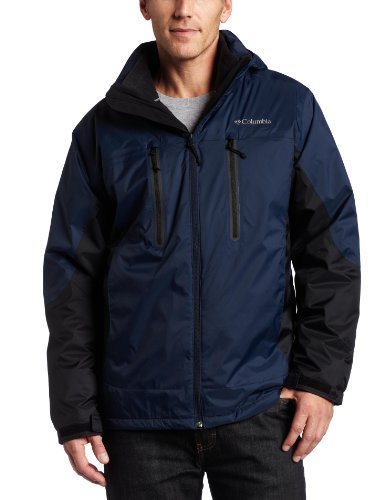 Columbia Mens Mountain Explorer Parka, Columbia Navy/ Black, X-Large