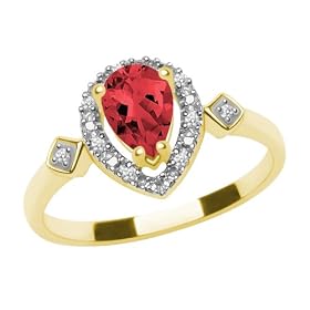 10k Yellow Gold, July Birthstone, Lab-Created Ruby and Diamond Pear Shaped... by Amazon.com Collection