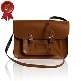 Chestnut Brown Leather Satchel hand-crafted using Vintage British Styling from Real Heavy Hide Leather (Extra Large 15-inch)