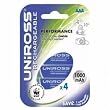 Uniross AAA 1000 mAh Rechargeable Battery - FOUR PACK