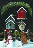 Snowman Birdhouse Mini Flag