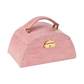 Budd Leather Croco Calf Domed Top Jewelry Box