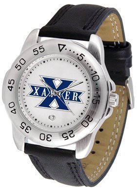 Xavier Musketeers Suntime Mens Sports Watch w/ Leather Band - NCAA College Athletics