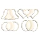 Easy Street Crafts 4SSCHBO Sweet Suspensions 1 Circle, 1 Heart, 1 Bell and 1 Oval Double-sided Ornament Frames for Artwork, Cream
