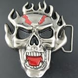 Hip Hop Wholesale - FIRE SKULL LIGHT BLACK BELT BUCKLE
