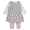 Newborn Girls' Just One Year 3pc Jumpr Set - White/Gray/Pink