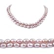 AugustinaJewelry Double Strand 17-18 Inches 6-7mm Purple Oval Shape Freshwater Cultured Pearl Necklace