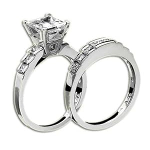 PRINCESS CUT DIAMOND BRIDAL RING SET