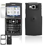 Samsung i325 Cell Phone Black Rubber Feel Protective Case Faceplate Cover With Lens