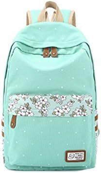 Shinysnail Womens and Big girls Orchid partten Canvas bag school bagpack Rucksack bookbag Green