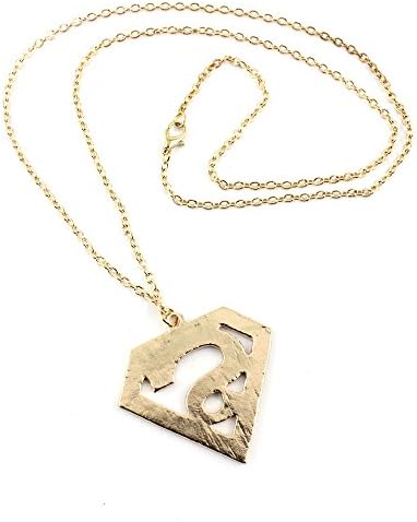2 x Necklace Pendent Fashion Jewelry Long Chain Collier Sweater Charms TEX01 Black Super Hero Superman Supergirl Logo Sign
