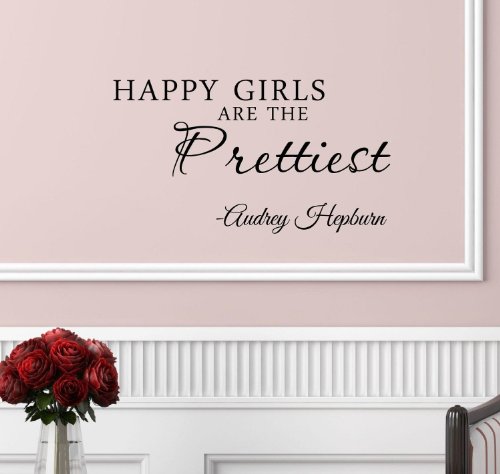 #3 Happy girls are the prettiest. Audrey Hepburn. Vinyl wall art Inspirational quotes and saying home decor decal sticker #3 Happy girls are the prettiest. Audrey Hepburn. Vinyl wall art Inspirational quotes and saying home decor decal sticker