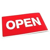 Red Open Message Sign Showcase Window Business Display