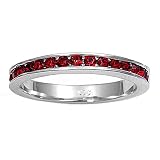 Sterling Silver Eternity Ring - Garnet CZ - 3 mm, Sizes 4-12